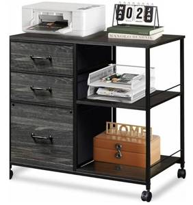lot 4128 image: AHDG042 Fabric 3 Drawer File Cabinet with Shelf  HF