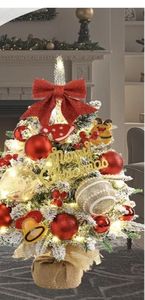lot 4139 image: Mini Christmas Tree,22 Inches Artificial Tabletop Christmas Tree with 50 Lights(8 Modes),Snow Flocked Small Christmas Tree with DIY Ornaments Balls Bowknot for Christmas Decor