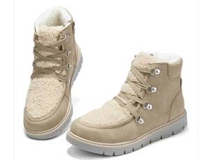 lot 4140 image: BENPAO Womens Mini Short Boots Fuzzy Snow Boots for Women PU Leather Winter Boots Waterproof Ankle booties Warm Fur Boots with Zipper