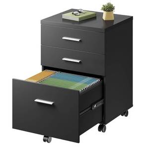 lot 27936 image: DEVAISE 3 Drawer File Cabinet for Home Office, Wood Under Desk Filing Cabinet, Rolling Printer Stand with Wheels, Black