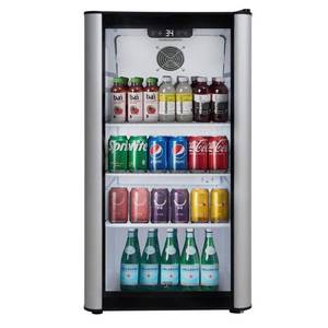 lot 5106 image: Premium Levella PRF36DX Glass Door Display Refrigerator 3.1 cu ft Commercial Beverage Cooler Merchandiser - Silver - Retail $405