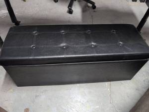 lot 102 image: Black Leather Ottoman Storage Bench