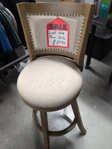 lot 121 image: Rustic Upholstered Bar Stool with Nailhead Trim