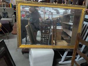 lot 127 image: Vintage Ornate Gold Frame Wall Mirror