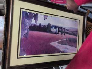 lot 129 image: Purple Tuscan Landscape Print