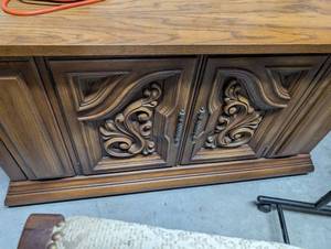 lot 136 image: Vintage Carved Wood Cabinet