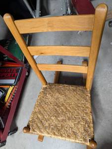 lot 137 image: Vintage Ladder Back Chair with Rush Seat
