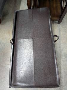 lot 148 image: Vintage Dark Brown Leather Ottoman with Additional Bench Cushions
