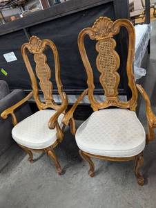 lot 150 image: Vintage Ethan Allen French Provincial Cane Back Dining Chairs set of (2)