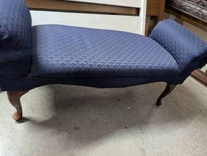 lot 162 image: Vintage Navy Blue Upholstered Loveseat