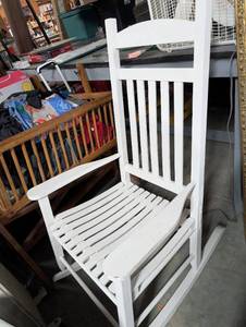 lot 165 image: Classic White Wooden Rocking Chair