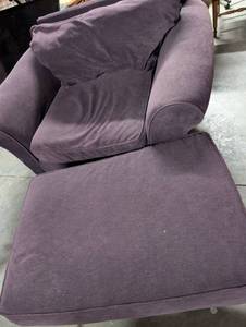 lot 169 image: Purple Upholstered Armchair with Ottoman