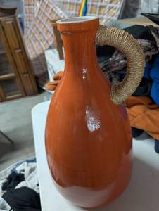 lot 189 image: Vintage Orange Ceramic Jug with Rope Handle