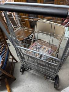 lot 196 image: Metal Shopping Cart with Folding Seat