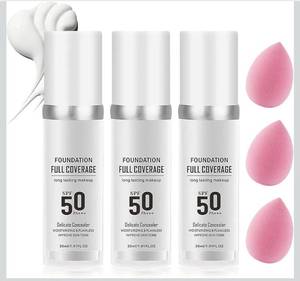 lot 5034 image: 3PCS Color Changing Foundation Makeup with 3 Makeup Sponges,Flawless Full Coverage Foundation,Moisturizing Hydrating Liquid Color Matching Foundation Color Changing Makeup