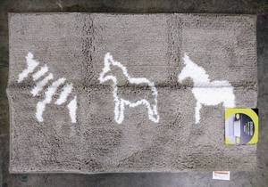 lot 31227 image: 18 x 28 inches Unicorn Bathroom Rug, Bath Mat, Ultra Soft & Water Absorbent l, Machine Washable, Microfiber, Shaggy Shower Carpet, Gray and White
