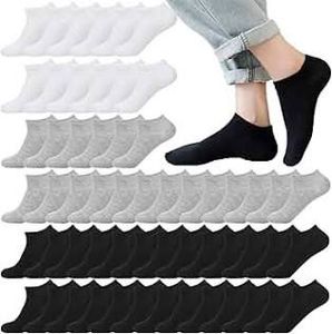 lot 31263 image: Size Large, No Show Low Cut Socks for (Sz 1112 Womens) & (Size 11 to 13 Mens), Athletic Ankle Short Cotton Thin Socks, 12 Pairs 3 Colors