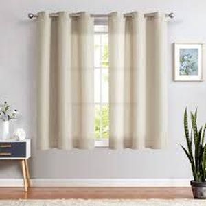 lot 31279 image: COLLACT Ivory Curtains Linen Textured Curtains 63 Inch Length for Living Room Casual Weave Light Filtering Semi Sheer Drapes Grommet Top Window Treatments, W38 x L63, 2 Panels Ivory