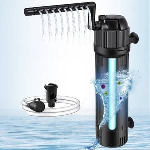 lot 31301 image: Aquarium Filter wCycle U-V Light - Internal Green Water Killer Filter Aquarium Tank for 40-170 Gal - 170 GPH 5 in 1 Fish Tank Filter(8W U-V6W Pump)