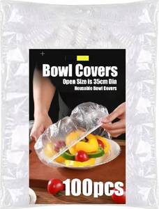lot 31326 image: 100 Bowl Covers Bread Proofing - Plastic Wrap for Food Sourdough Bread Baking Rising Elastic Reusable Plate Covers Outdoor Food Fresh Keeping Bags Shower Cap Hair Deep Conditioning (100)