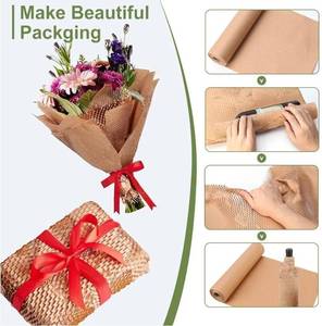 lot 31335 image: Honeycomb Packing Paper,15 x 131 Eco Friendly Bubble Cushioning Wrap for Moving,Products &amp Gifts Wrapping Paper,Recyclable Cushioning Packing Material With 20 Fragile Sticker Labels