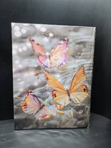lot 31343 image: Acocifi Butterflys Picture Bathroom Wall Art Abstract Animal Canvas Painting, Grey Orange Print Art Modern Textured Artwork Framed for Living Room Bedroom Kitchen Nursery Office Home Decor 12x16