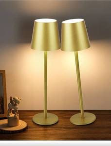 lot 31349 image: Faithorse 2Pack Cordless Table Lamp, 5200mAh IP54 Waterproof Rechargeable Battery Desk Lamp, 3 Color Stepless Dimmable Touch Lamp, Battery Operated Lamp for KitchenBedsideOutdoorRestaurant (Gold)