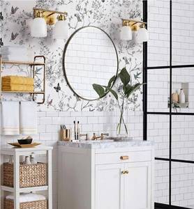 lot 31353 image: KAISITE Bathroom Vanity Light Fixture 2-Light Brushed Gold Milky White Glass Shades 14.2 Inch Wall SconceOver Mirror, 2 Light, E26, Exclude Bulbs