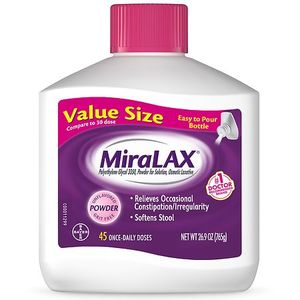lot 31355 image: Miralax Gentle Constipation Relief 45 Doses without Harsh Side Effects Osmotic Laxative Powder - 26.9oz BB 1126