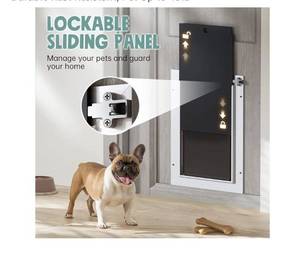 lot 41483 image: Dog Door for Door All Aluminum Alloy 3 Flaps White, Medium Doggy Doggie Door, Cat Door Heavy Duty Pet Door for Dogs, Insulation Flap and Lockable Closing Panel, Durable Rust Resistant, Pet Up to 45lb