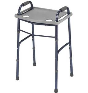 lot 41486 image: DMI Walker Tray With Cup Holders, Walker Tray For Folding Walkers, Mobility Accessory for Seniors, Tray Table for Standard Walkers, Multipurpose and Portable, Gray