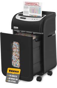 lot 1361 image: Paper Shredder for Home Office Heavy Duty with 60 Mins Running with US Patented Cutter,Shred CDCard with Extra Large Bin,AUTO Jam Proof(ETL) 18-Sheet Micro Cut.   Retail $165
