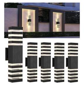 lot 20913 image: 4Pack 18inch LED Square Up & Down Wall Lights,24W Outdoor Wall Light 4000K Day White Aluminum Body Waterproof IP65 LED Exterior Light Fixtures Wall Mount for House Patio Garage Garden
