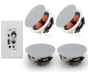 lot 20924 image: Herdio 6.5 Bluetooth in Wall in Ceiling Speakers 600W 2-Way Flush Mount Speakers System with Wall Amplifier Receiver for Home Theater Office Bathroom(2Pairs, Paintable-Grille)