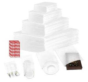 lot 20930 image: 200 Pack Foam Pouches, 4 Size Cushion Foam Pouches, Packing Supplies for Moving, Packaging, Dish, Storage, Transportation Incidental Fragile Stickers(14x14 Inch, 12x12 Inch, 12x7.5 Inch, 7.5x7.5 Inch)