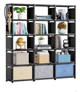 lot 20931 image: Mavivegue Book Shelf, 20 Cube Storage Organizer, DIY Bookcase, Metal Cube Bookshelf,Tall Book case for Bedroom, Living Room,Office,Closet Storage Organizer, Grey Cubicle Storage Rack