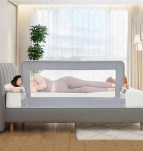 lot 20941 image: Toddler Bed Rails, 51 Inch Foldable Bed Rail for Toddlers, Baby Bed Rail Guard for Twin, Full, Queen Size Bed, Box, Platform Bed, with Reinforced Safety System