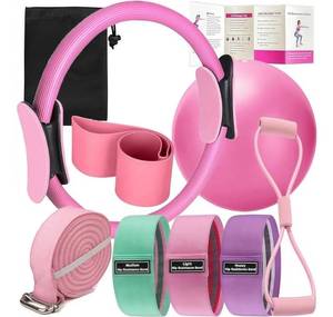 lot 20942 image: Pilates Set - Home Pilates Equipment for Women Kit with Magic Circle Pilates Ring and Ball Set, Resistance Bands & Massage Balls & Exercise Bands for Toning, Flexibility & Core Strength