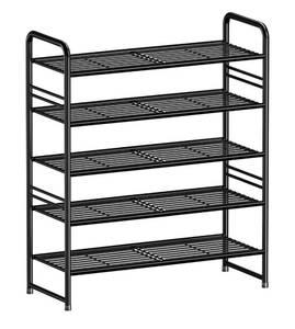 lot 20948 image: SUFAUY 33 Wide Shoe Rack, 5-Tier Shoe Storage Rack for 24-30 Pairs of Shoes, Shoe Organizer for Entryway, Steel Frame, Industrial, Black