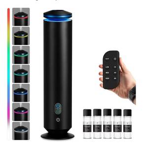 lot 20950 image: Waterless Scent Diffuser 1500 Sq Ft Coverage Scent Diffuser for Home Hotel Studio Essential Oil Diffuser Large RoomStarter Kit, 5 Essential Oils Included, 7 Mood Lights Setting, 11.50In, Black