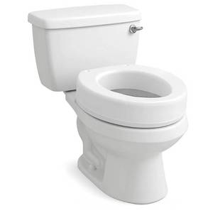 lot 20952 image: Carex Toilet Seat Riser, Round Raised Toilet Seat Adds 3.5 inches to Toilet Height, for Assistance Bending or Sitting, 300 Pound Weight Capacity Toilet Riser