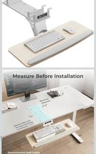 lot 20954 image: EUREKA ERGONOMIC Keyboard Tray Height Adjustable, Swivel Tilt Computer Keyboard Drawer Under Desk, 25x9.13 Sliding Keyboard & Mouse Platform with Mouse Pad for Typing, Maple