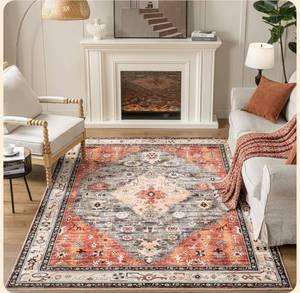 lot 20960 image: Istana 5x7 Area Rug- RedTeal Rugs for Living Room - Luxurious Silks Soft Touch Living Room