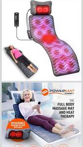 lot 20974 image: Powermat by Powerfit - Full Body Massage Mat with Detachable Massage Pillow, 9 Intensity Levels, 9 Massage Modes & 3 Heat Therapy Settings  Alleviates Muscle Pain, Improves Circulation, Stress Relief. Retail $129