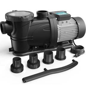 lot 20988 image: InAbove Ground Pool Pump, Self Primming High Flow (Single Speed, 3HP, 8964 GPH, 115V Tested Working. Retail $289