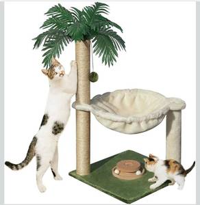 lot 31363 image: Cat Scratching Post 28 Inches Small Cat Tree Tower with Hammock, Cat Toy Wooden Interactive Condo for Kitten and Adults Cat