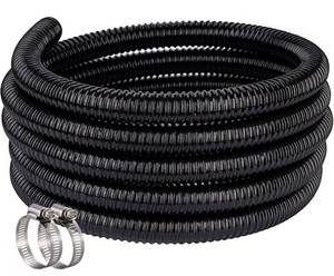 lot 31369 image: Pond Hose ID 1-12 x 10ft Black Corrugated Flexible Reinforced PVC Hose Vinyl Tubing for Pond Pump Fountain Garden Waterfall, Non-toxic & Kinkproof, with 2 clamps, 1.5 in 38mm id