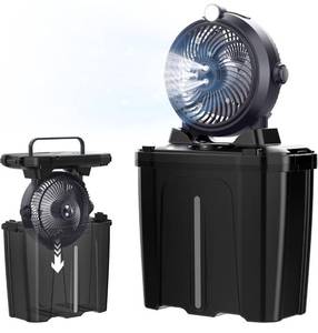 lot 31379 image: Portable Misting Fan with 11L Large Bucket for Outdoor Patios, 20000mAh Battery Operated Camping Fan with Hanging & Lighting, 3 Speed & 3 Spray Outlets, Rechargeable Fans for Fishing Garden