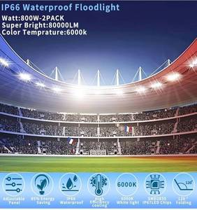 lot 31397 image: 800W 2PACK Flood Lights Outdoor Stadium Lights Led Flood Light Outdoor Security Lights (80000LM 6000K) IP66 Waterproof Floodlight