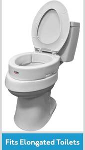 lot 31409 image: Carex Elongated Hinged Toilet Seat Riser, Adds 3.5 Inches of Height to Toilet, 300 Pound Weight Capacity, Raised Toilet Seat